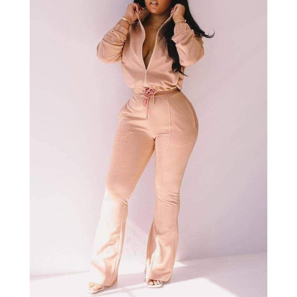 Olivia Two Piece Pant Set-Pink